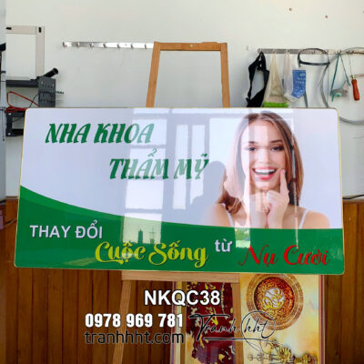 Tranh phòng khám Nha khoa, Khung tranh Nha Khoa Implant, Tranh treo tường Nha Khoa thẩm mỹ nụ cười tráng gương NKQC38
