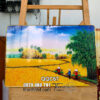 Tranh đồng quê tráng gương, tranh quê hương thôn quê, tranh đồng quê làng quê dân làng gánh mạ về nhà treo tường QQC67