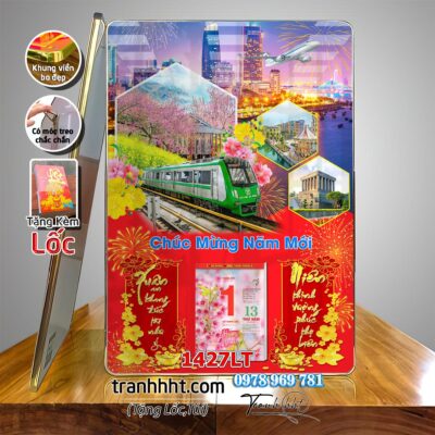 Lịch Tết tri ân cha mẹ thầy cô giáo Lịch thư pháp chữ Lộc chữ Đức chữ Nhẫn tráng gương 1427LT