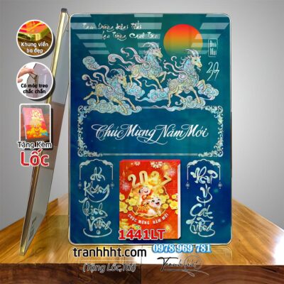 Lịch con dê vàng Đinh Mùi Tam Dương Khai Thái 2027, Lịch Bloc treo tường, Khung tranh Lịch Tết Tài Lộc Thần Tài Di Lặc 1441LT