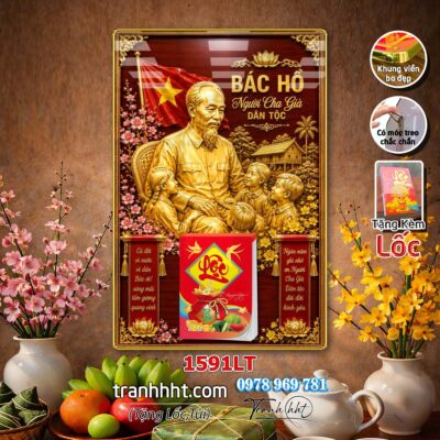 Lịch bác Hồ tráng gương laminate, Tranh Lịch bloc bác hồ bác giáp bác trọng treo tường 1591LT