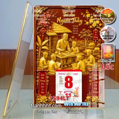Lịch Tết tri ân cha mẹ thầy cô giáo Lịch thư pháp chữ Lộc chữ Đức chữ Nhẫn tráng gương 1594LT