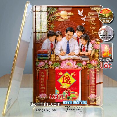 Lịch Tết tri ân cha mẹ thầy cô giáo Lịch thư pháp chữ Lộc chữ Đức chữ Nhẫn tráng gương 1637LT