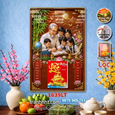 Lịch Tết tri ân cha mẹ thầy cô giáo Lịch thư pháp chữ Lộc chữ Đức chữ Nhẫn tráng gương 1639LT