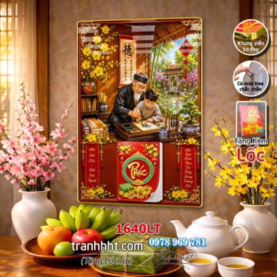 Lịch Tết tri ân cha mẹ thầy cô giáo Lịch thư pháp chữ Lộc chữ Đức chữ Nhẫn tráng gương 1640LT