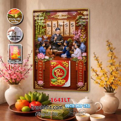Lịch Tết tri ân cha mẹ thầy cô giáo Lịch thư pháp chữ Lộc chữ Đức chữ Nhẫn tráng gương 1641LT