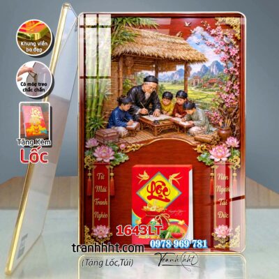 Lịch Tết tri ân cha mẹ thầy cô giáo Lịch thư pháp chữ Lộc chữ Đức chữ Nhẫn tráng gương 1643LT