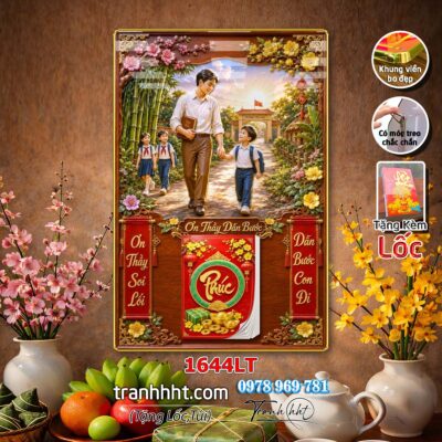Lịch Tết tri ân cha mẹ thầy cô giáo Lịch thư pháp chữ Lộc chữ Đức chữ Nhẫn tráng gương 1644LT