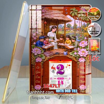 Lịch Tết tri ân cha mẹ thầy cô giáo Lịch thư pháp chữ Lộc chữ Đức chữ Nhẫn tráng gương 1647LT