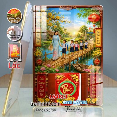 Lịch Tết tri ân cha mẹ thầy cô giáo Lịch thư pháp chữ Lộc chữ Đức chữ Nhẫn tráng gương 1648LT