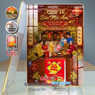 Lịch Tết tri ân cha mẹ thầy cô giáo Lịch thư pháp chữ Lộc chữ Đức chữ Nhẫn tráng gương 1654LT