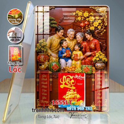 Lịch Tết tri ân cha mẹ thầy cô giáo Lịch thư pháp chữ Lộc chữ Đức chữ Nhẫn tráng gương 1655LT