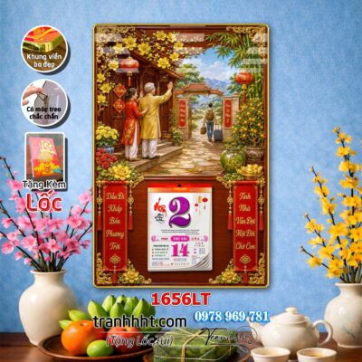 Lịch Tết tri ân cha mẹ thầy cô giáo Lịch thư pháp chữ Lộc chữ Đức chữ Nhẫn tráng gương 1656LT