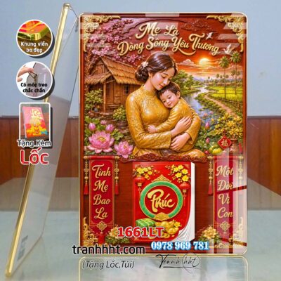 Lịch Tết tri ân cha mẹ thầy cô giáo Lịch thư pháp chữ Lộc chữ Đức chữ Nhẫn tráng gương 1661LT