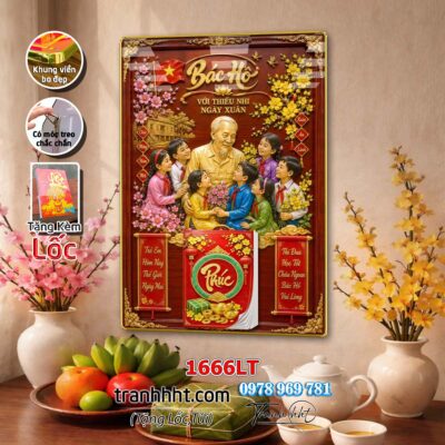 Lịch bác Hồ tráng gương laminate, Tranh Lịch bloc bác hồ bác giáp bác trọng treo tường 1666LT