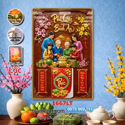 Lịch Tết tri ân cha mẹ thầy cô giáo Lịch thư pháp chữ Lộc chữ Đức chữ Nhẫn tráng gương 1667LT