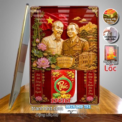 Lịch bác Hồ tráng gương laminate, Tranh Lịch bloc bác hồ bác giáp bác trọng treo tường 1743LT