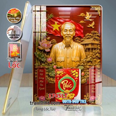 Lịch bác Hồ tráng gương laminate, Tranh Lịch bloc bác hồ bác giáp bác trọng treo tường 1745LT