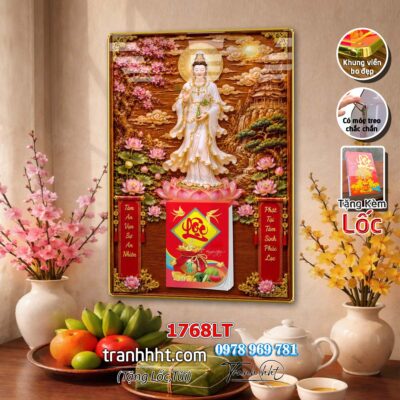 Lịch Tết Phật giáo treo tường, Lịch quan âm bồ tát tây phương tam thánh treo tường 1768LT