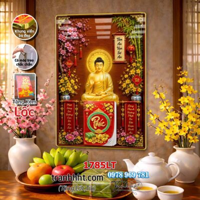 Lịch Tết Phật giáo treo tường, Lịch quan âm bồ tát tây phương tam thánh treo tường 1785LT