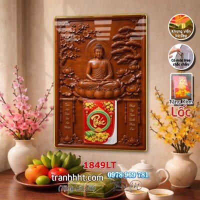 Lịch Tết Phật giáo treo tường, Lịch quan âm bồ tát tây phương tam thánh treo tường 1849LT