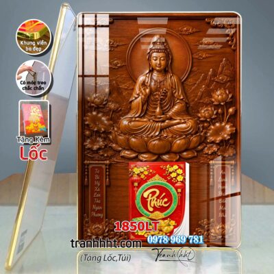 Lịch Tết Phật giáo treo tường, Lịch quan âm bồ tát tây phương tam thánh treo tường 1850LT