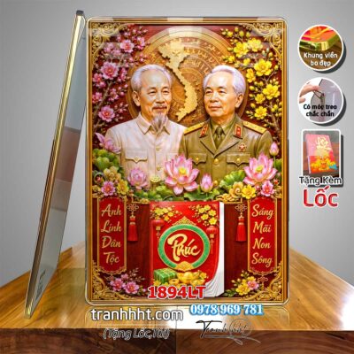 Lịch bác Hồ tráng gương laminate, Tranh Lịch bloc bác hồ bác giáp bác trọng treo tường 1894LT
