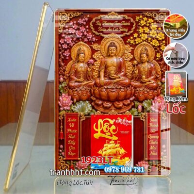 Lịch Tết Phật giáo treo tường, Lịch quan âm bồ tát tây phương tam thánh treo tường 1923LT