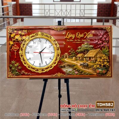 Tranh Đồng Hồ đồng quê làng quê phong thuỷ TDH582