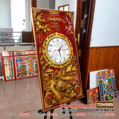 Tranh Đồng Hồ đồng quê làng quê phong thuỷ TDH585