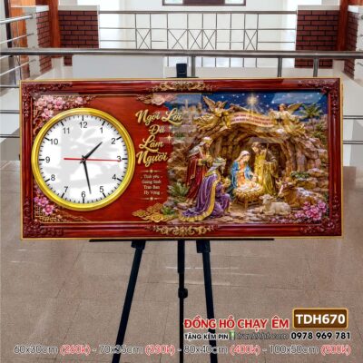 Tranh đồng hồ công giáo chúa giê su đức mẹ maria treo tường TDH670