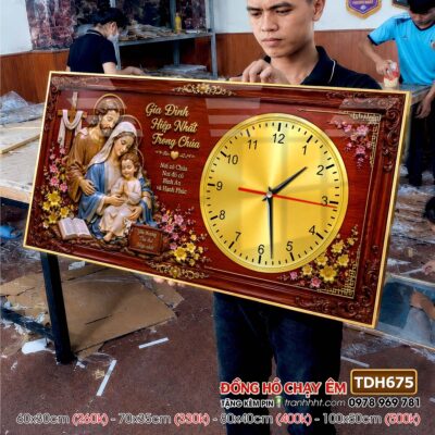 Tranh đồng hồ công giáo chúa giê su đức mẹ maria treo tường TDH675