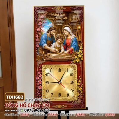 Tranh đồng hồ công giáo chúa giê su đức mẹ maria treo tường TDH682