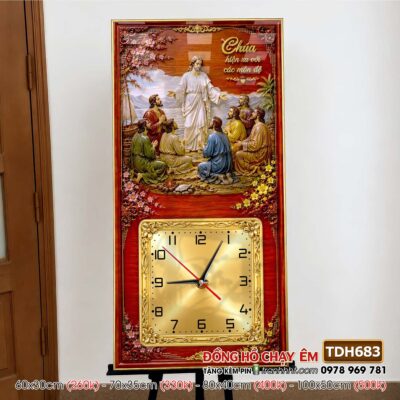 Tranh đồng hồ công giáo chúa giê su đức mẹ maria treo tường TDH683
