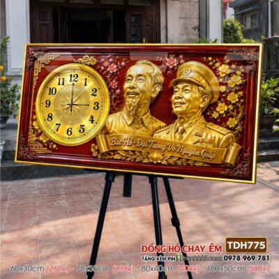 Tranh đồng hồ bác Hồ bác Giáp tráng gương treo tường TDH775