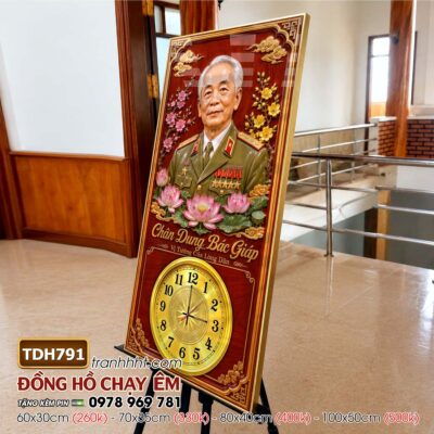 Tranh đồng hồ bác Hồ bác Giáp tráng gương treo tường TDH791