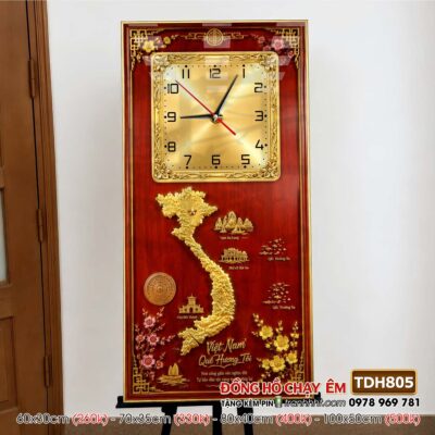 Tranh đồng hồ bản đồ việt nam 34 tỉnh thành tranh tráng gương bản đồ việt nam treo tường TDH805