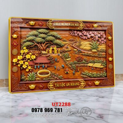 Tranh đồng quê làng quê Tây Bắc phong thuỷ treo tường UT2288