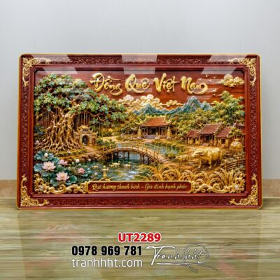 Tranh đồng quê làng quê Tây Bắc phong thuỷ treo tường UT2289