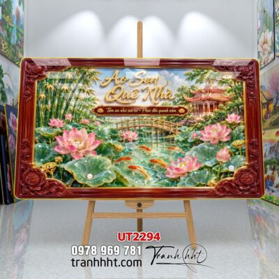 Tranh đồng quê làng quê Tây Bắc phong thuỷ treo tường UT2294