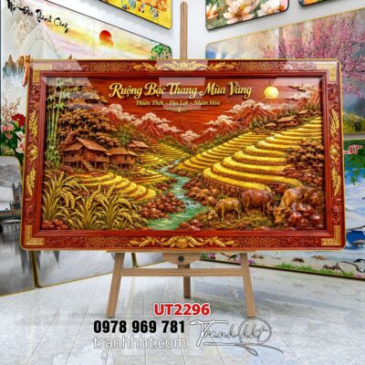 Tranh đồng quê làng quê Tây Bắc phong thuỷ treo tường UT2296