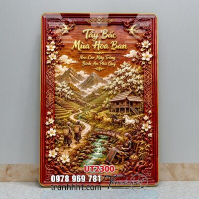 Tranh đồng quê làng quê Tây Bắc phong thuỷ treo tường UT2300