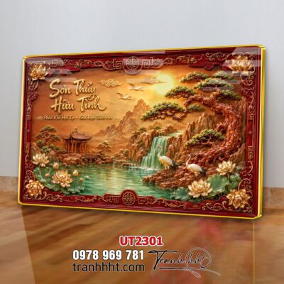 Tranh đồng quê làng quê Tây Bắc phong thuỷ treo tường UT2301