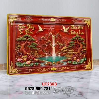 Tranh đồng quê làng quê Tây Bắc phong thuỷ treo tường UT2303