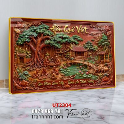 Tranh đồng quê làng quê Tây Bắc phong thuỷ treo tường UT2304
