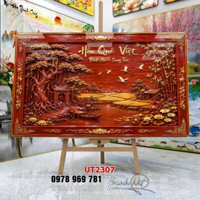 Tranh đồng quê làng quê Tây Bắc phong thuỷ treo tường UT2307