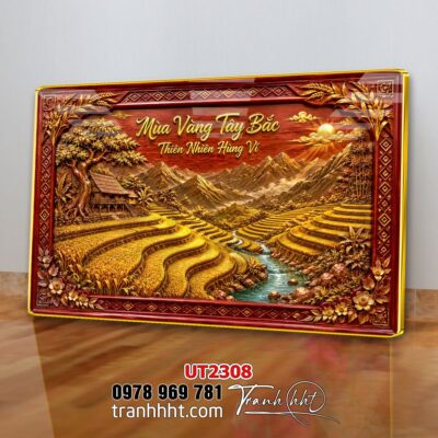 Tranh đồng quê làng quê Tây Bắc phong thuỷ treo tường UT2308