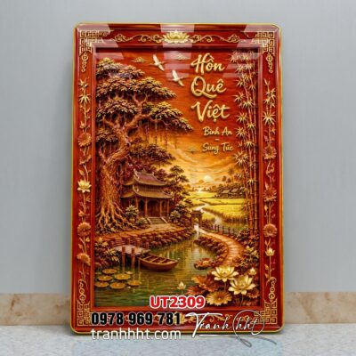 Tranh đồng quê làng quê Tây Bắc phong thuỷ treo tường UT2309