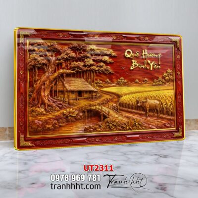 Tranh đồng quê làng quê Tây Bắc phong thuỷ treo tường UT2311