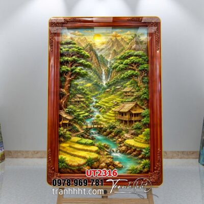 Tranh đồng quê làng quê Tây Bắc phong thuỷ treo tường UT2316